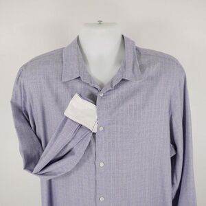 Calvin Klein Gray Blue Plaid Flip Cuff Collared‎ Dress Shirt XL